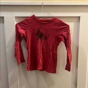Kids Red Long Sleeve Shirt with Dog Print Lands End brand size small 7-8
